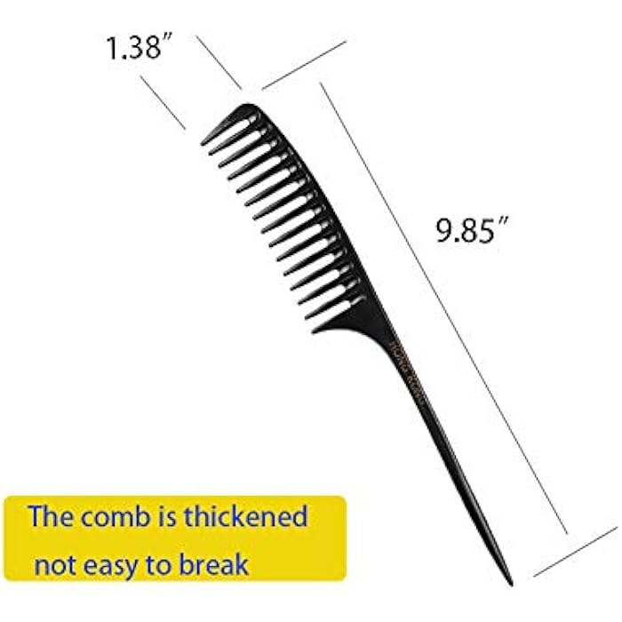 NObranded Tail Comb, Black Wide Tooth Comb,Teasing,Best Styling,Hair for Women,Anti Static Heat Resistant Parting - Image 3